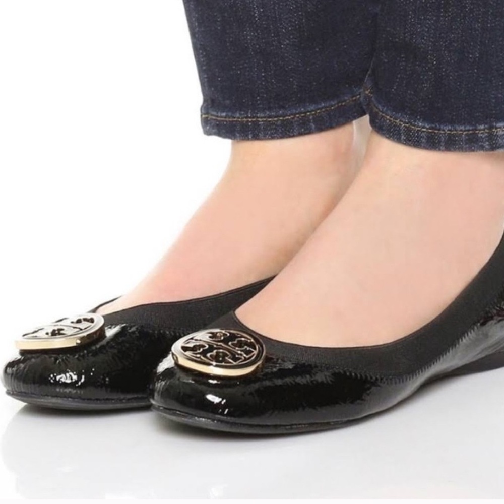 Tory Burch Black Leather Ballet Flats